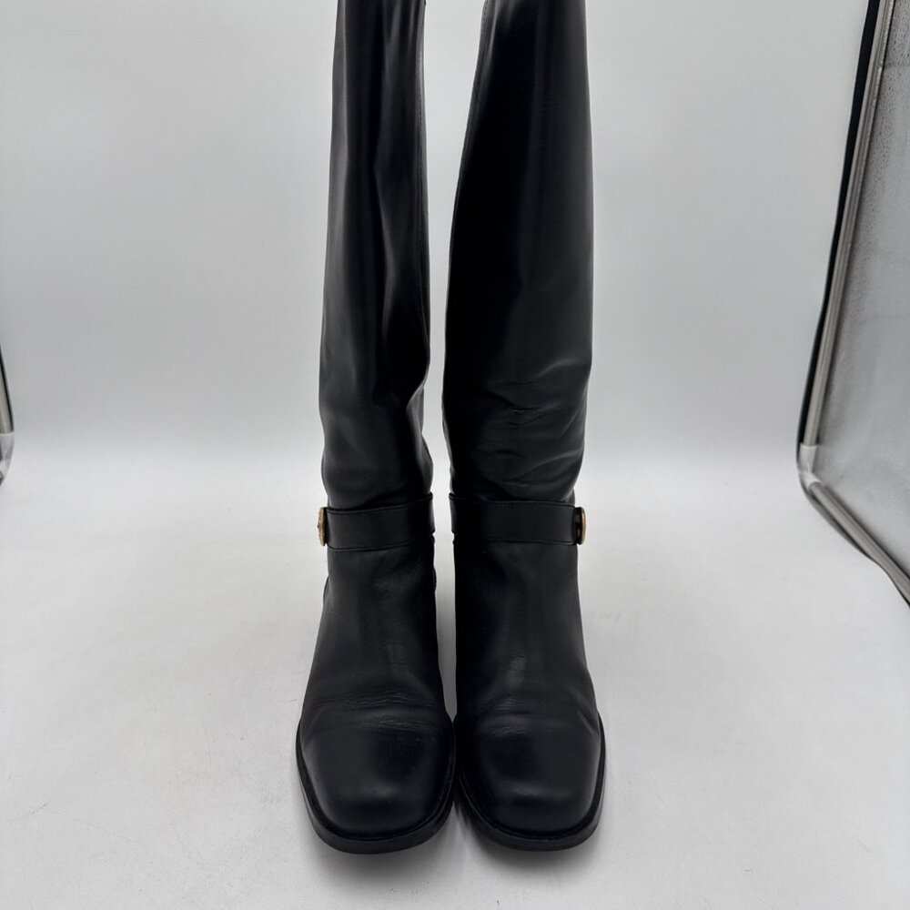 Etienne Aigner Boots Womens Size 7.5 Black Leather Tall Riding Equestrian Legacy - Picture 7 of 12